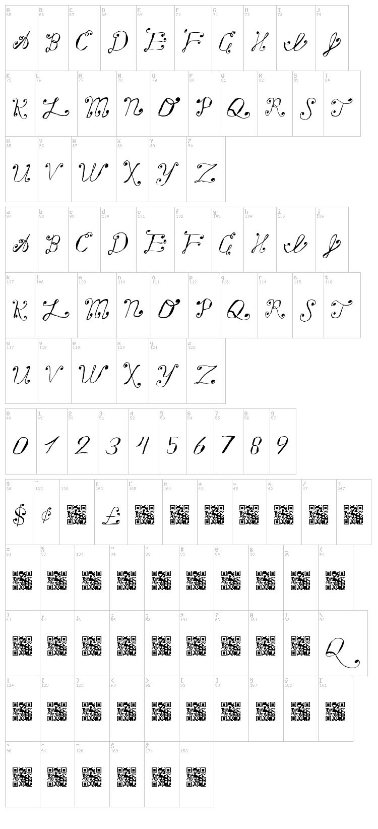 Making a List Checking it Twice font map